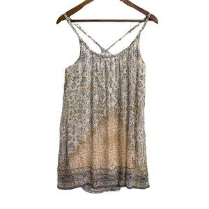 Hollister Womens White Aztec Pattern Braided Strap Bohemian Mini Dress Small